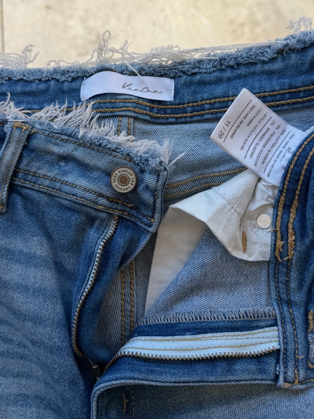 KanCan Light Blue Frayed Hem Cropped Jeans